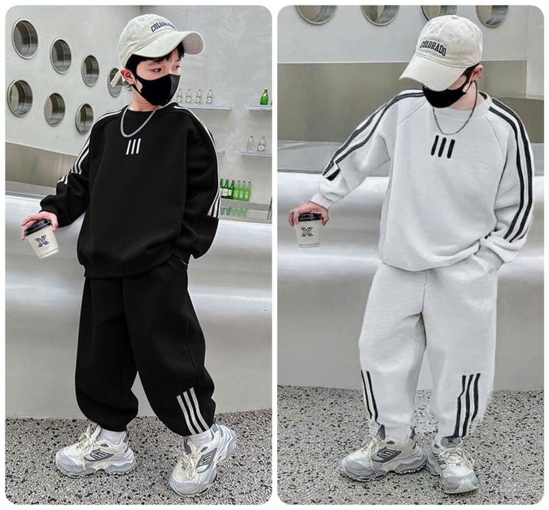 Bộ quần áo thu đông trẻ em 14-48kg chất nỉ bông cho bé trai mẫu 3 GẠCH. Bộ dài tay trẻ em Set đồ cho bé trai và bé gái - B21