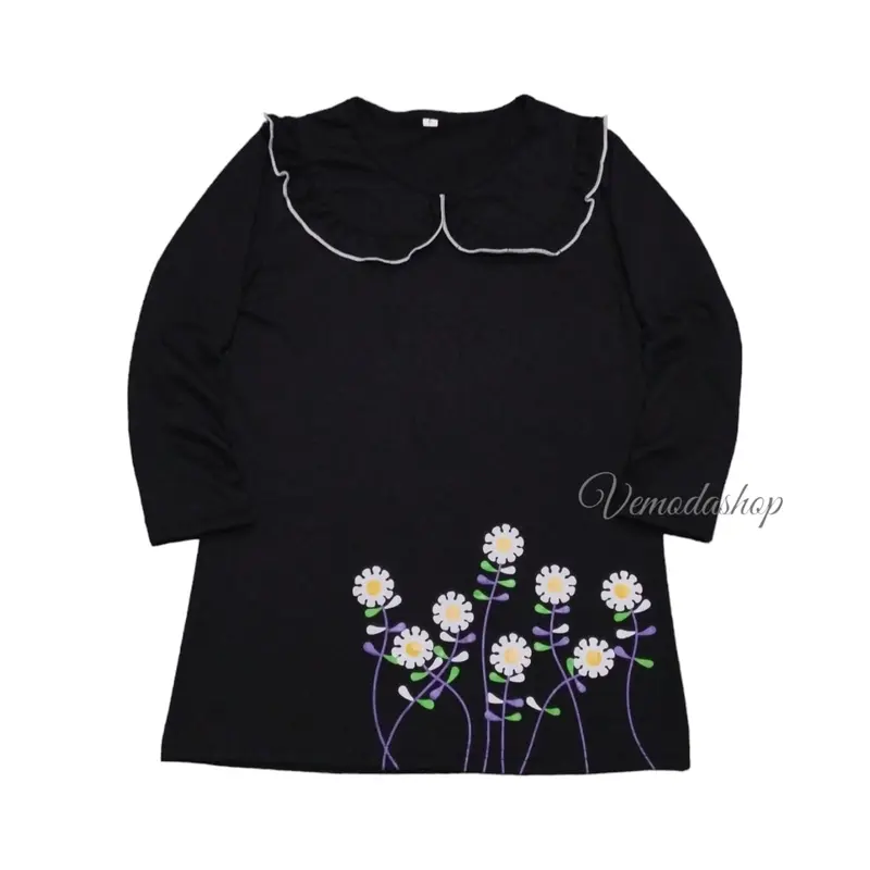 Vemodashop- Baju Tunik Anak Perempuan Usia 3-12 Tahun Motif BUNGA PUTIH Fashion 5