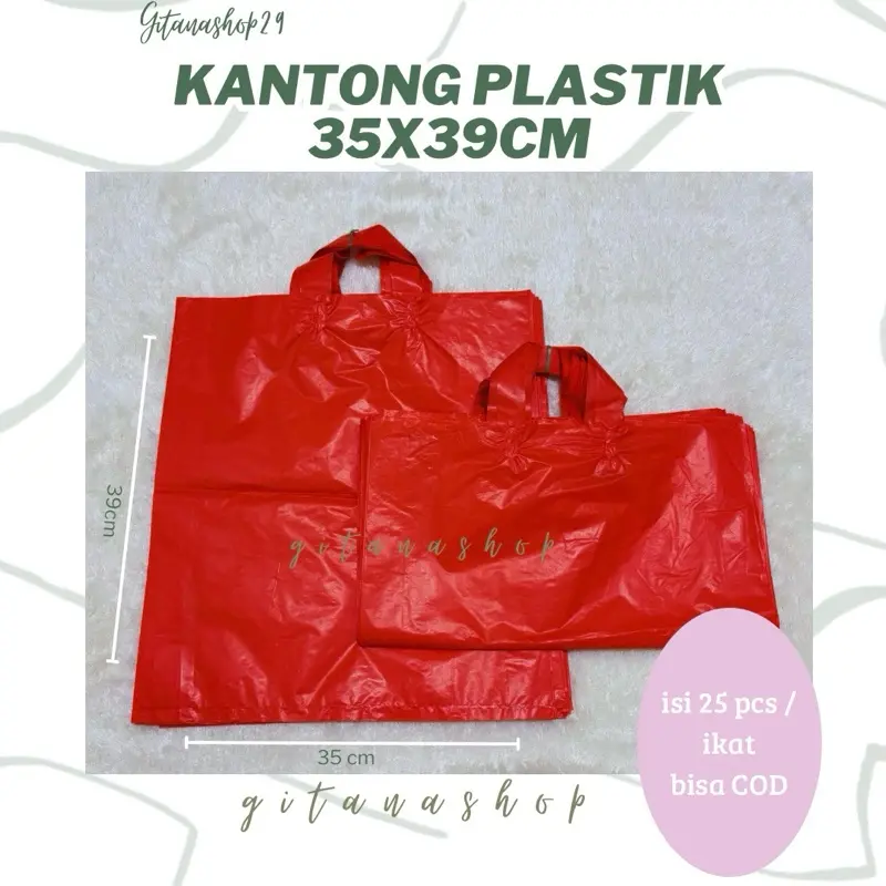 [25pcs] Kantong Plastik Softhandle - Shopping Bag Polos uk. 35x39cm