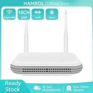 Hamrol Wireless Kamera NVR 10CH 3MP/5CH 5MP CCTV WiFi NVR H.265X Network Security Video Recorder Support Face Detection Email Alart For IP Camera Icsee Wifi Camera