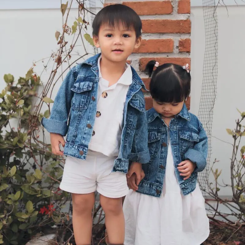 JAKET JEANS ANAK CEWE COWO USIA 1-8 TH Fashion Polos Hitam Putih