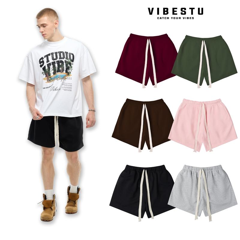 Quần Short Trơn Nỉ 2 Da Local Brand VIBESTU , Quần Đùi Ngắn Form Unisex Nam Nữ