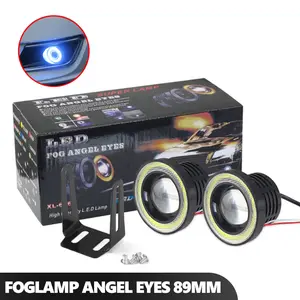 [Sepasang] Lampu LED Foglamp Angel Eyes 89mm dengan Halo Ring DC12V/10W