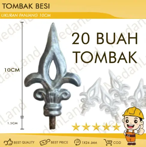 [20PCS] ORNAMEN TOMBAK KRATON BESI ALUMINIUM COR UKURAN 10CM UNTUK AKSESORIS VARIASI PAGAR DAN PINTU TRALIS MODEL KERATON