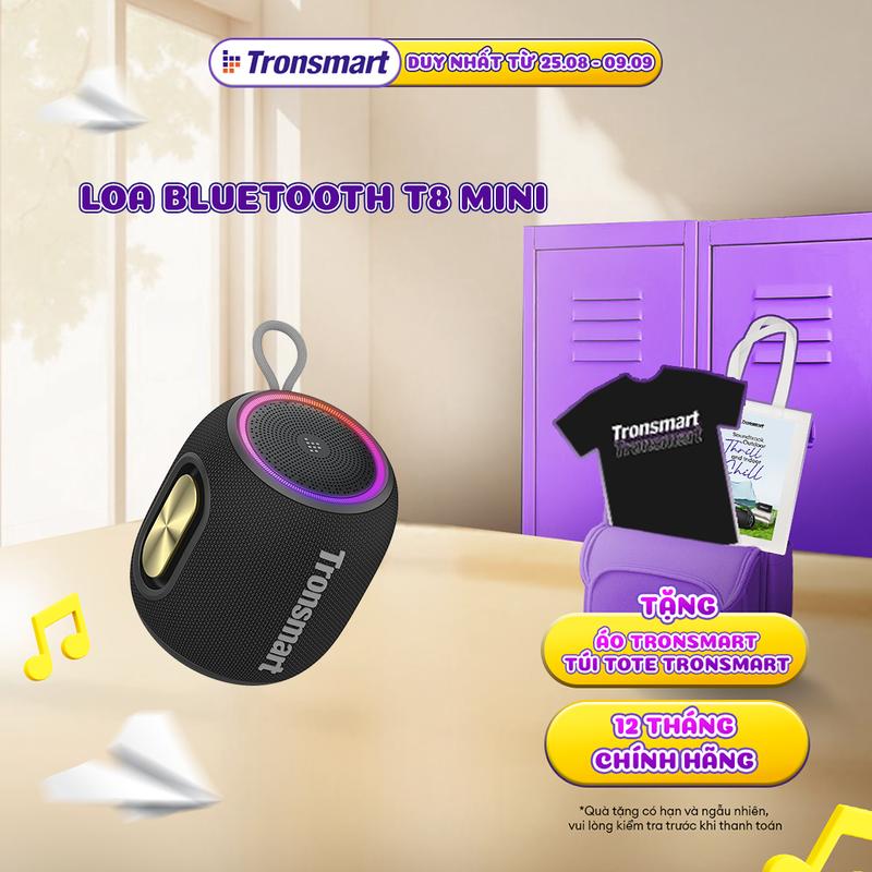  Tronsmart x Tony Phùng  Loa Bluetooth Tronsmart T8 Mini |  Công suất 15W | Sử Dụng Đến 18h | Âm Thanh 360° | Bảo Hành 12 Tháng 
