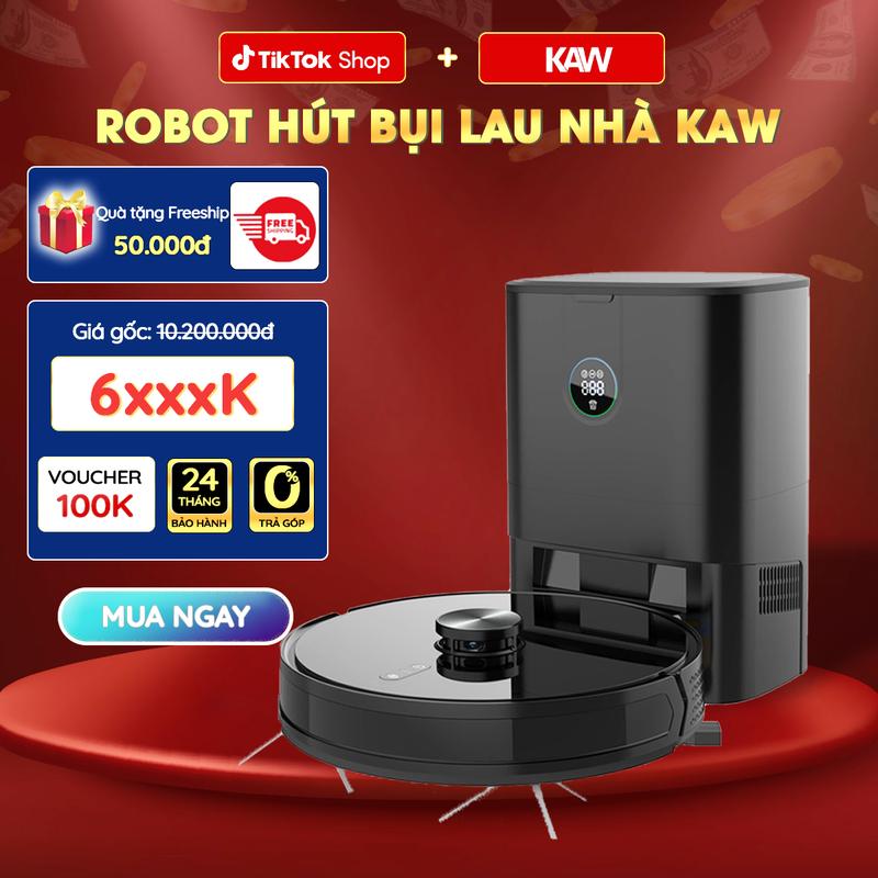 Robot Hút Bụi Thông Minh KAW Robot Lau Nhà Tự Động Hàng Chính Hãng Lực Hút Lớn 3200Pa Diện Tích Làm Sạch 200m2
