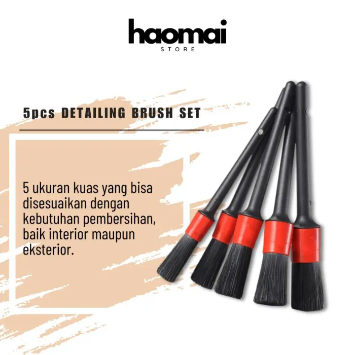 Kuas Detailing Set 5in1 Mobil Motor Detailing Brush Sikat Kuas 5pcs Car