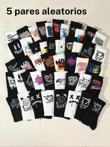 20 Pares de Calcetines para Adolescentes, Estampado de Pintura Abstracta y Graffiti, Calcetines Casuales de Moda a Media Pantorrilla, Cómodos y Suaves, Unisex, Estilo Urbano Deportivo, Calcetines de Baloncesto