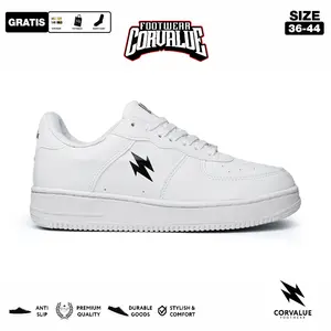SEPATU CORVALUE - Sepatu Starboy Sneakers Kasual Pria wanita001 Hiratsuka Bw Original Casual Shoes Kerja Sneaker Putih Hitam Snekers Black
