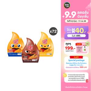 (แพ็ก 72 ) Muek Groob หมึกกรุบ เส้นบุกปรุงรสชาติใหม่ (เลือกรสชาติได้ : รสน้ำจิ้มงา / ปูผัดผงกระหรี่ / ก๋วยเตี๋ยวเรือ)