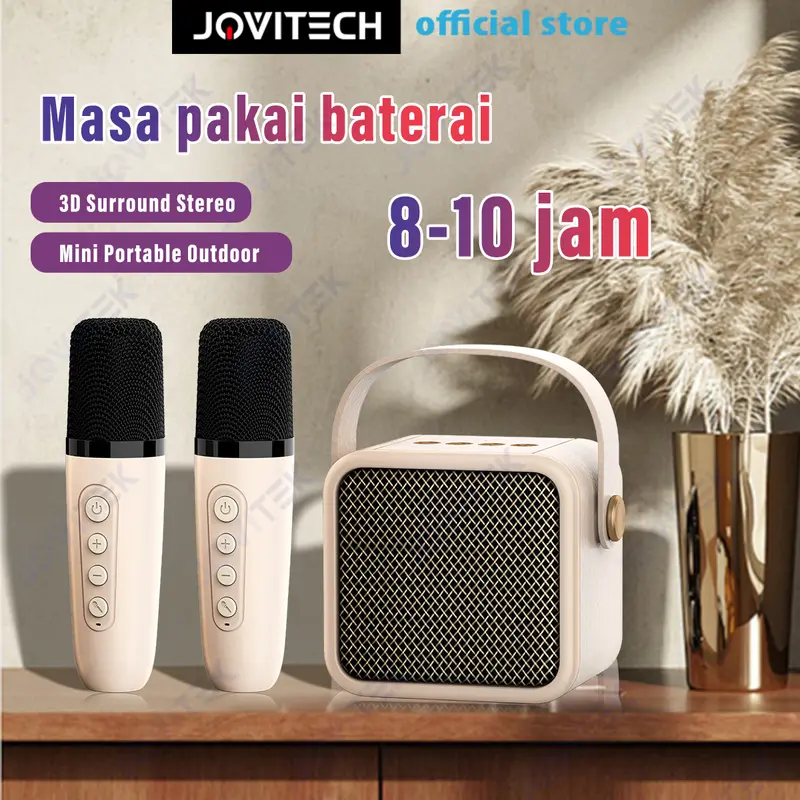 【COD】Wireless Speaker Bluetooth ST01 2 Mic 1 Set Karaoke Speaker KTV Cute Wireless Lucu Portable Luar Ruangan Suara Bass Speaker Nirkabel 0