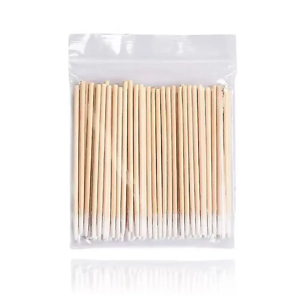 Wooden stick bud stick kapas for nail art cotton swab tipis lancip sulam alis 100pcs