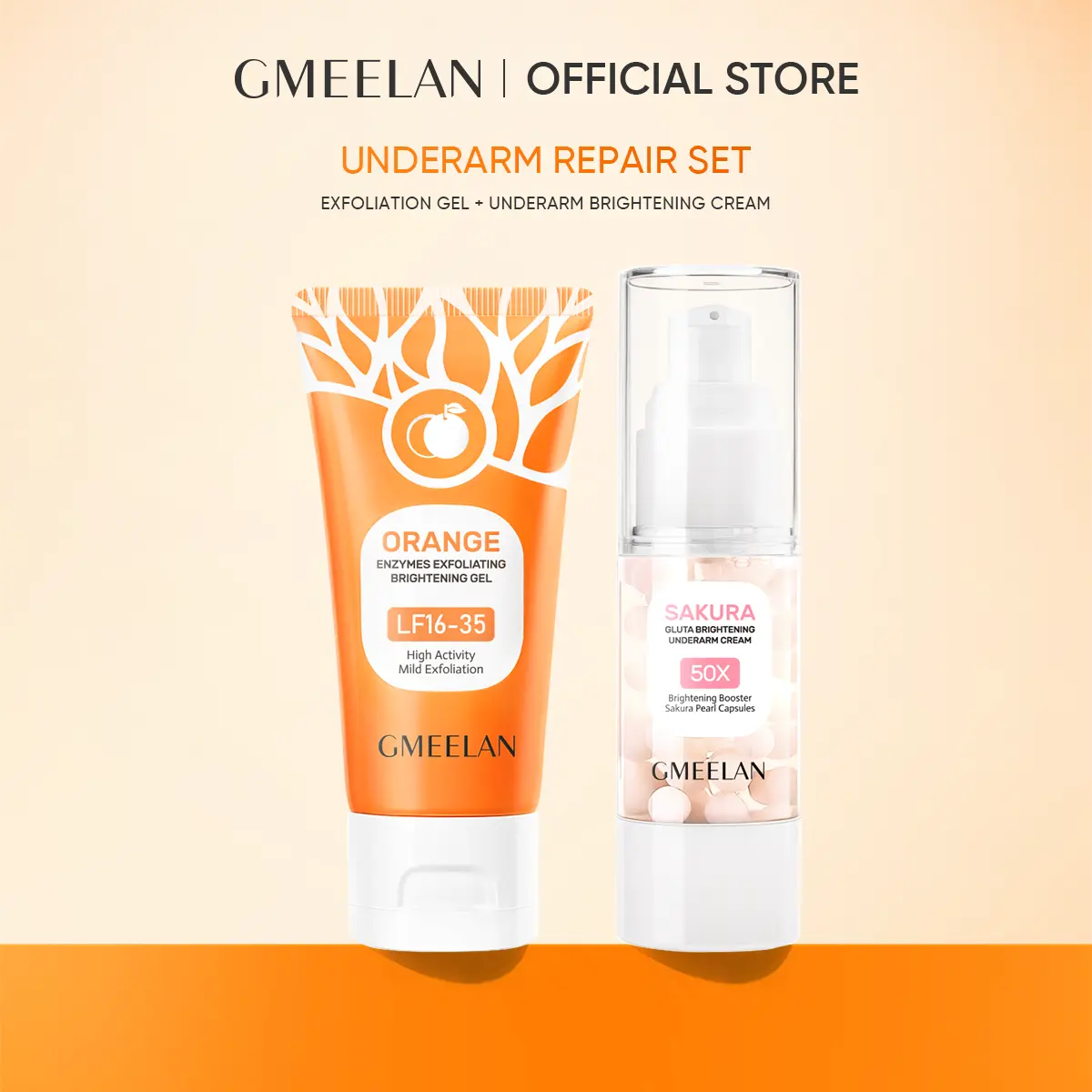 GMEELAN Underarm Brightening Set Exfoliating Gel with Sakura Underarm Brightening Cream