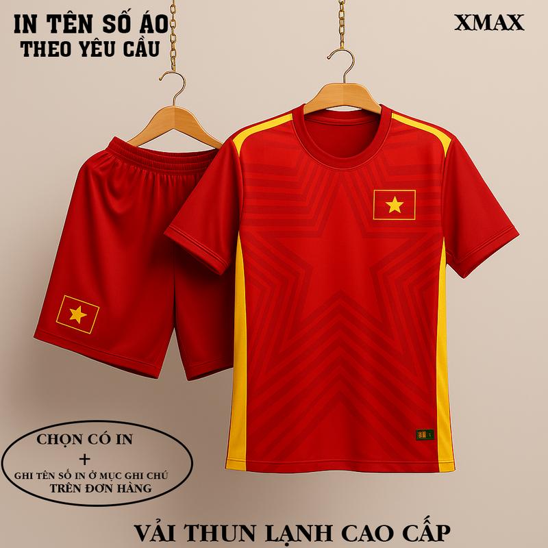 [VN -Đ02] in tên số áo theo yêu cầu - Bộ quần áo bóng đá thể thao Đ T Q G VN đỏ mới- Vải thun lạnh, thoáng mát, thấm hút mồ hôi, top, unisex, sport