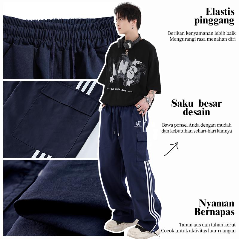 Celana Cargo Panjang Pria celanalonggar Cargo Pants Kargo celana priakeren korean style celana panjang priaoversize retro celana kulot pria baggy pantsloose fashion highwaist pants remajacelana Joger polos kekinian celanapinggang karet straight 1