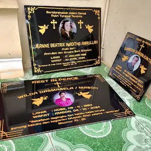 PLUS FOTO LEMPENGAN BATU NISAN KRISTEN BENTUK DATAR PERSEGI UK COSTUM