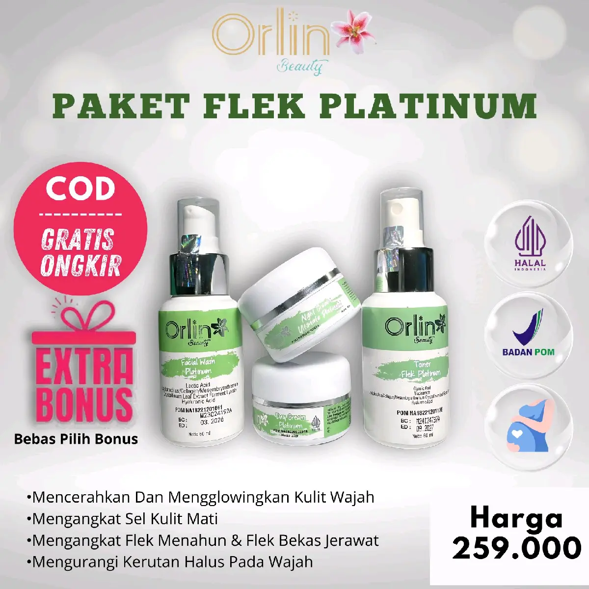 Paket Platinum Flek Menyamarkan Kerutan dan Mencerahkan Wajah - Facial