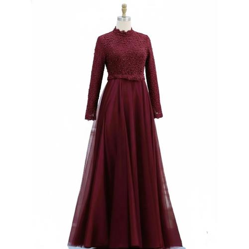 Gaun Muslimah Elegan Dress Muslim Baju Pesta Muslimah Gaun Pesta Syari  Fashion Muslim Wanita Busana Muslim Modern Gamis Pesta Hijab Dress - Biru S