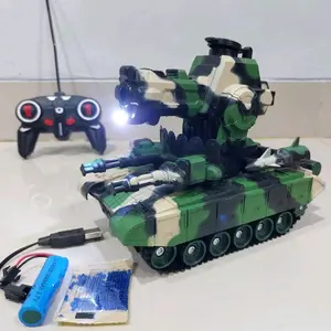 Mainan Mobil Remot Kontrol RC War Tank Remote Control Battle Light Sound
