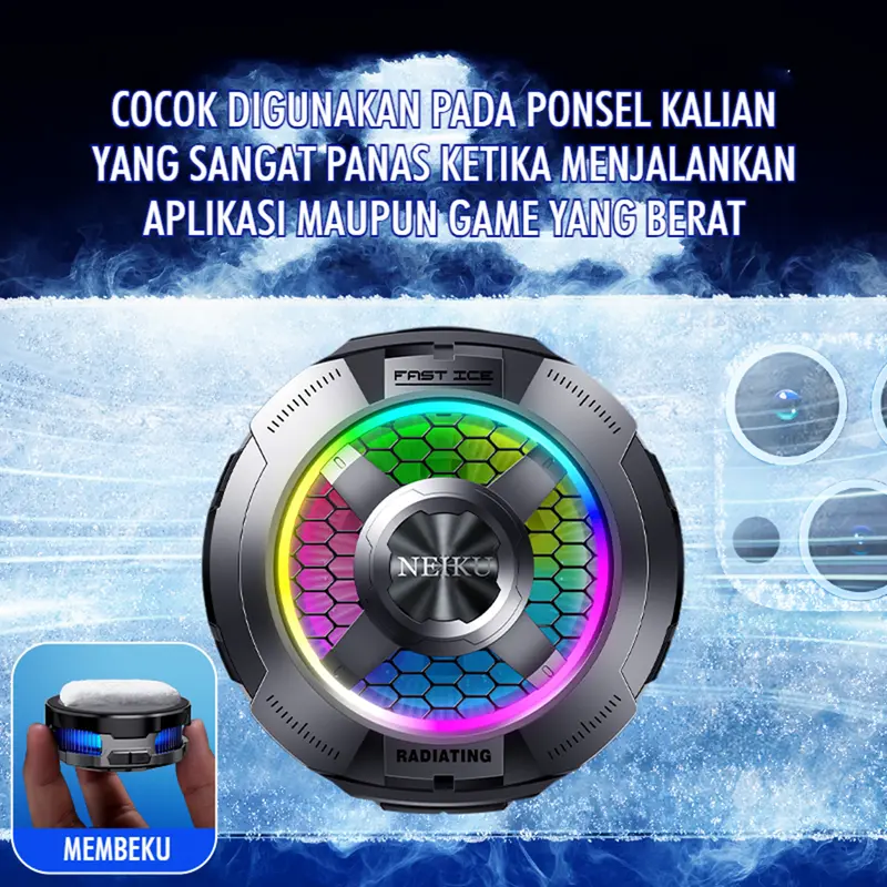 NEIKU NK01 Magnetic Funcooler RGB Fan Cooler Phone Cooler Radiator With Magnetic Sheet Kipas Led Angin 7