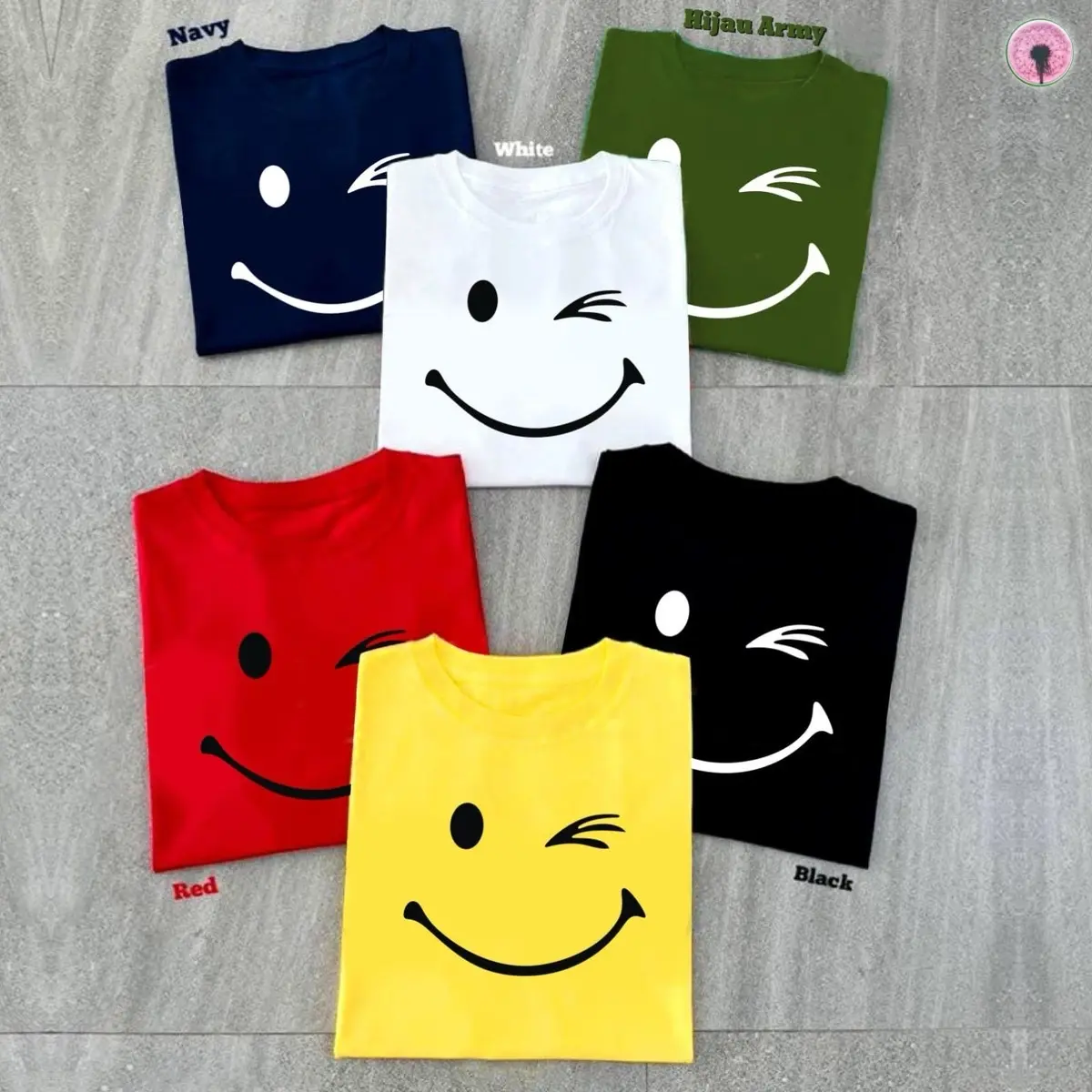 DDS KP004 Atasan Wanita Lengan Pendek Kaos Katun Kaos Unisex Kaos Oversize Kaos Couple Family Seragam Keluarga Kaos SMILE
