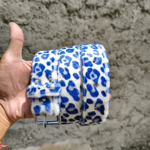 skena Leopard kece Sintetis Leather Bludru Gesper unisex Pria, skena gesper ikat pinggang belt waist band sabuk