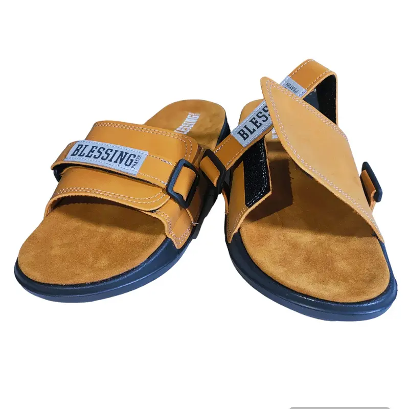 Sandal Kulit Slide | Sandal Slop Slip On Kulit dan Tali Velcro Promo Pria Wanita Terbaru Promo 4
