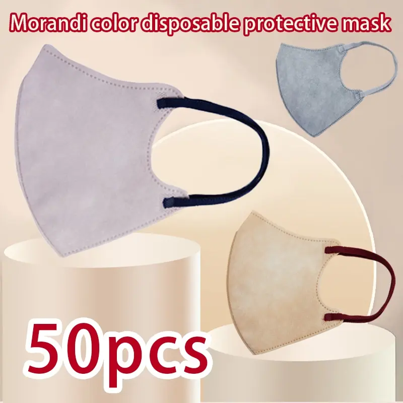 3D disposable Morandi color series masks with three layers of efficient protection and breathability