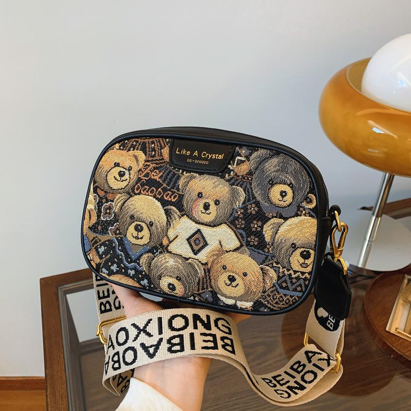 Product Introduction of Double-Layer Small Round Bag for Women - Street Style Trendy Canvas Bag, Casual and Versatile Shoulder and Crossbody Bag 13