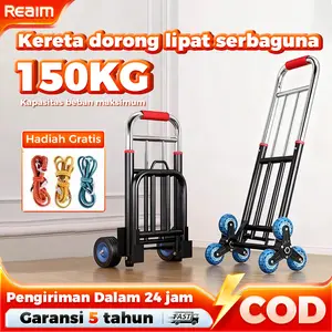 Reaim Troli Koper Lipat Belanja Rumah Tangga Belanja Sembako Tangga Naik Troli Silent Support Light Portable Sliding Truck Trolley