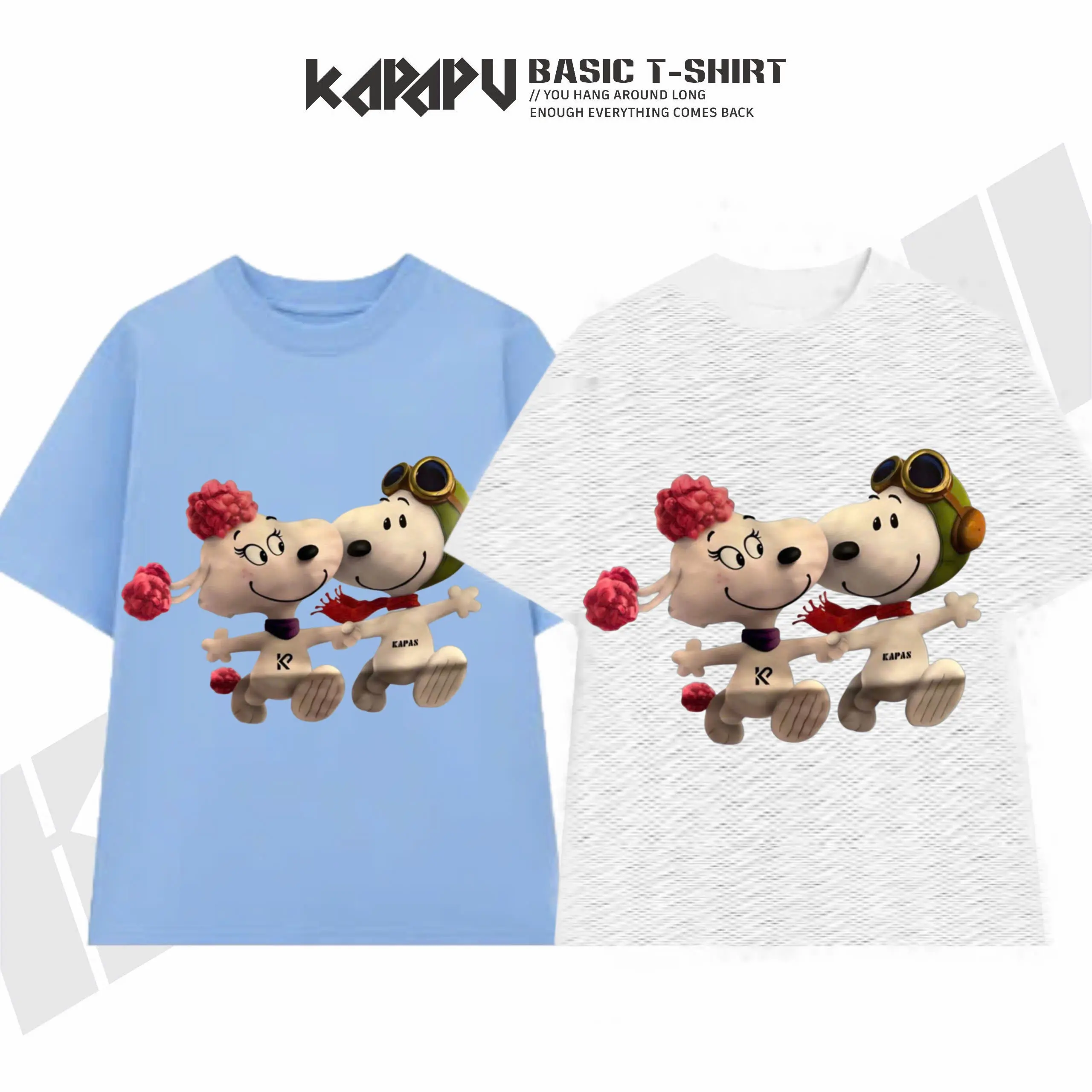 Áo thun KAPAPU local brand Unisex oversize Hình chó đôi