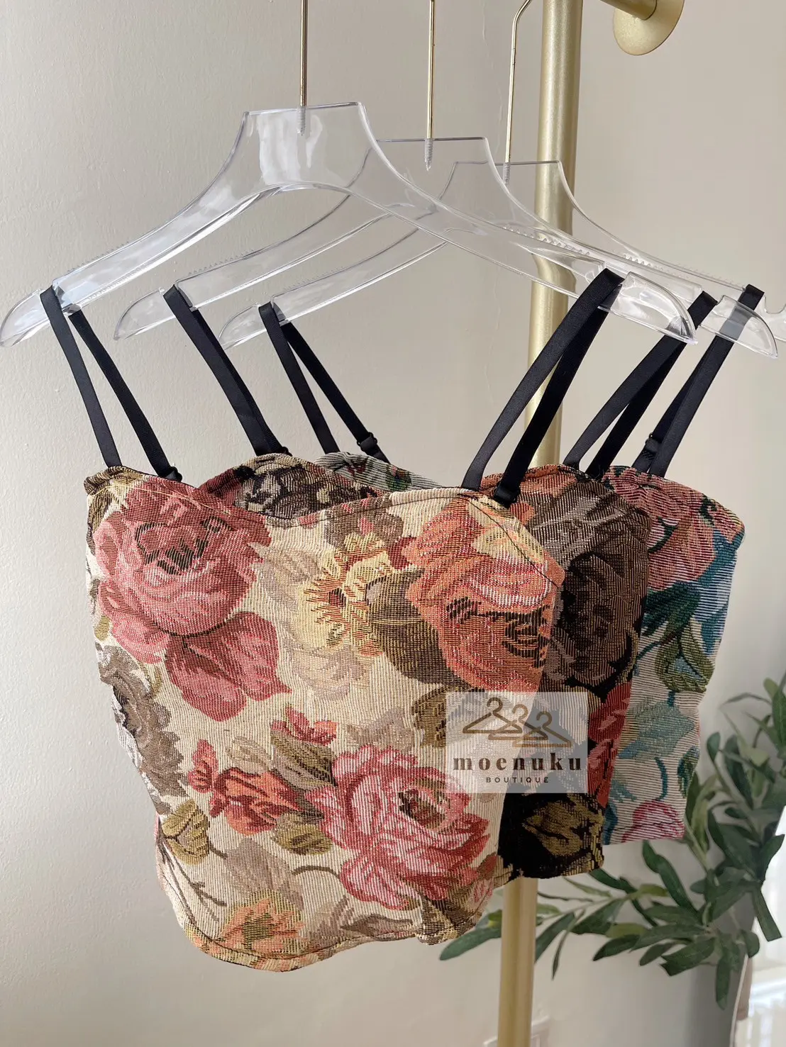 Tanktop Bunga Atasan Slim Crop Top Tanktop Cantik Lucu Motif Bunga