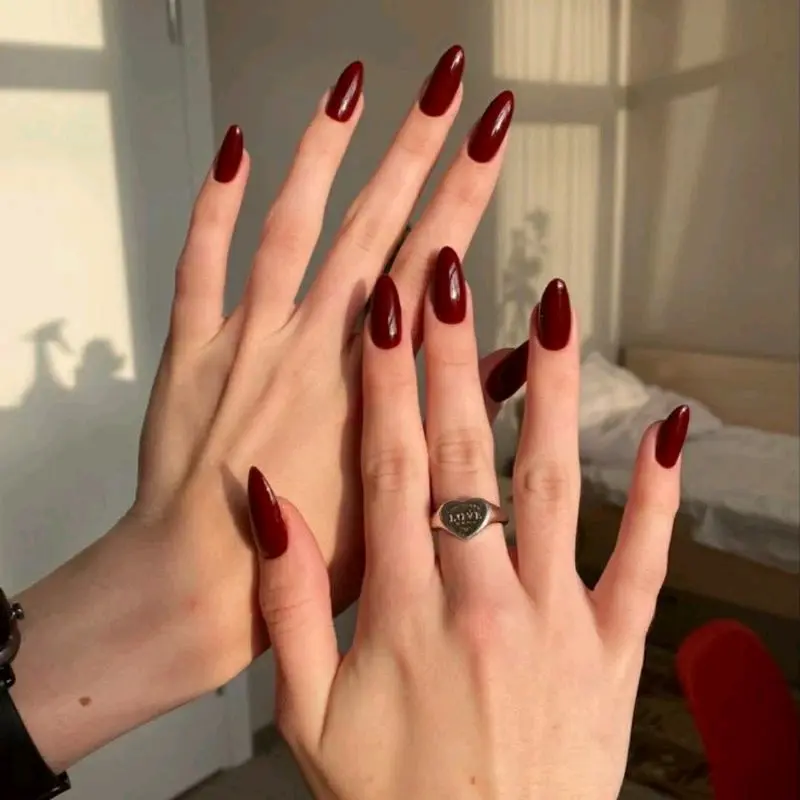 Kuku Polos Maroon Handmade Free Lem dan Toolkit//Fake Nails