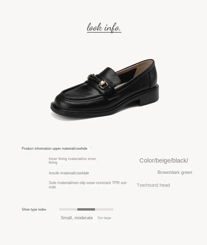 Product Introduction of Super Easy to Wear ~ Real Soft Leather round Toe Vintage Chunky Heel Loafers Women's Spring and Autumn New British Leather Shoes Mid-Heel Shoes 1