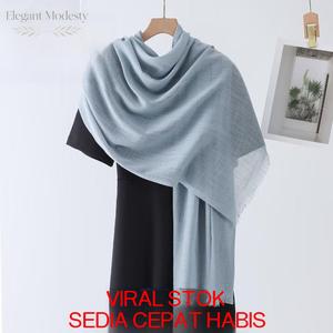 Selendang panjang gaya Tren, warna solid, serbaguna, paling laris di Malaysia, termasuk tali ikat dan klip. Sulaman bunga tenunan organik, gaya Songket Melayu, kain chiffon berat klasik Biku dengan hiasan manik, selendang mewah ringan berkualiti tinggi da