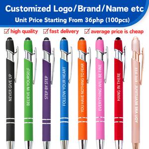 Funtopia 10 Pieces Metal Ballpen Set Diy Customize Logo Stylus Tip Soft Touch Click Inspirational New Year Gifts Office Supplies Black Ink