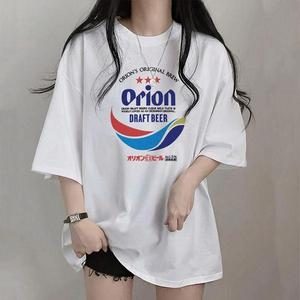 Orion 正規品 綿100% 生地 Tシャツ ドラフト缶 オリジナルブルー レディース トップス