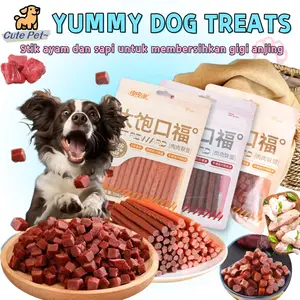 Cemilan anjing Dog food 100 gram stik sapi dan cube sapi 100 gram