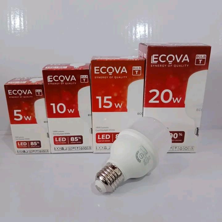 Ecova Lampu Bohlam LED 5 10 15 20 30 40 50 Watt LED kapsul All Varian Putih 1