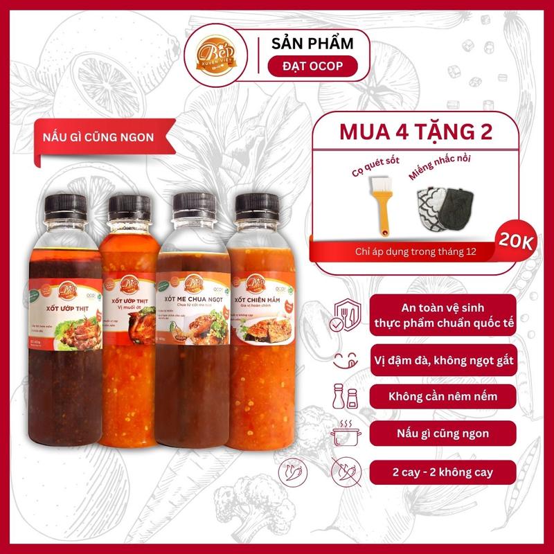 Combo Bữa Ăn Đủ Vị chỉ từ 5 phút - Sốt ướp thịt nướng BBQ 400g Sốt nướng muối ớt 400g Sốt mắm ớt 400g Sốt me 400g Nước Sốt Gia Vị