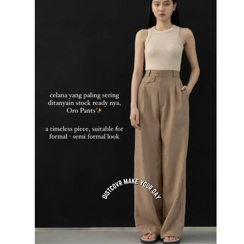 ALN STORE - ORO PANTS - Loose Pants Trousers celana kerja wanita kantor Celana Highwaist  Anti Kusut kulot wanita Panjang Formal Polyester 7