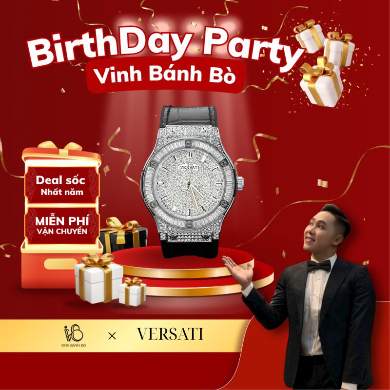 TRI ÂN ĐỘC QUYỀN VINHBANHBO Đồng Hồ Nam Cơ VERSATI Phiên Bản Đính Đá Cao Cấp Thời Trang Sang Trọng- M150