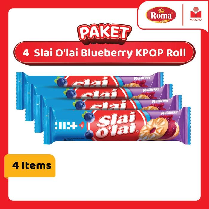 Gambar Paket 4 Biskuit Roma Slai O'Lai Blueberry KPOP Roll 128 Gram dari Mayora Kota Administrasi Jakarta Barat Tokopedia