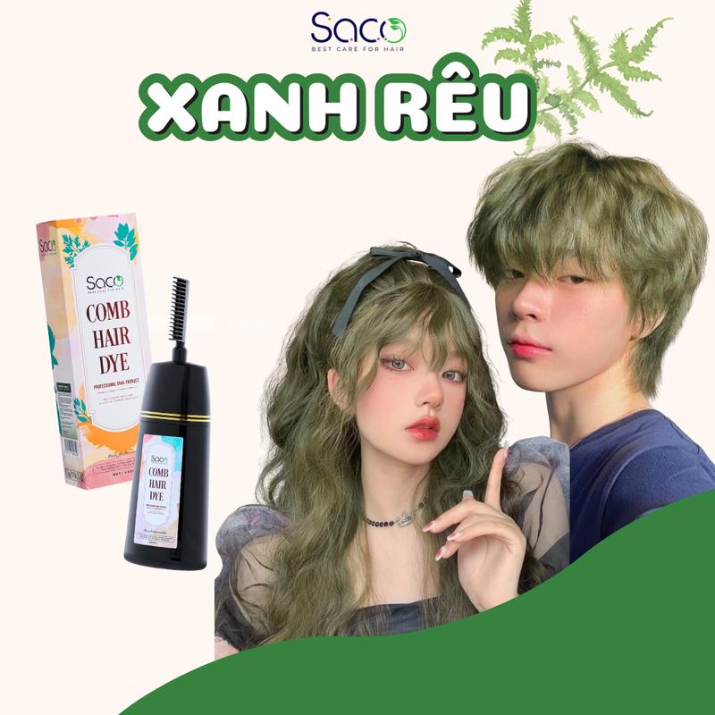  Dầu nhuộm tóc màu Xanh Rêu SACO 400ml Đổi Màu Tóc 