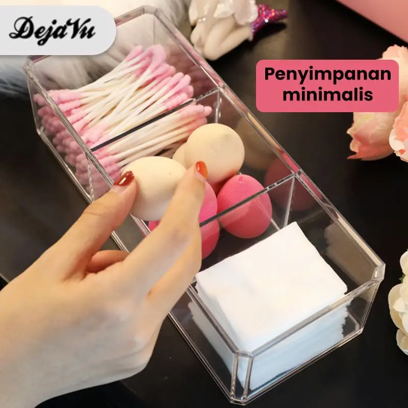 Dejavu Rak Kosmetik Acrylic Kapas Kotak Make Up Tempat Kosmetik Penyimpanan Brush Lipstik HRM317 3