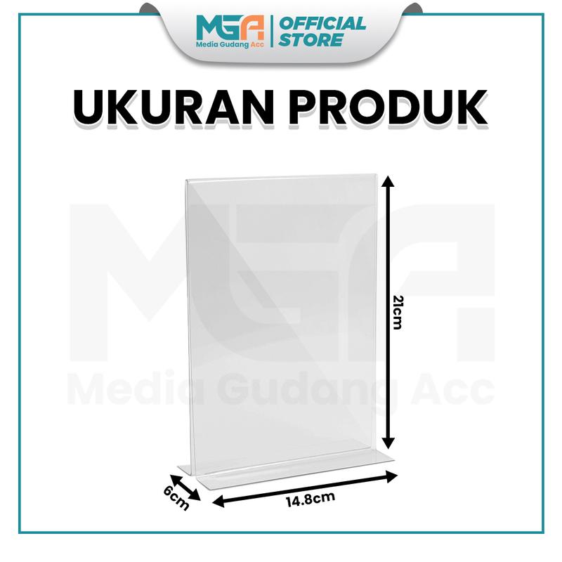 Tempat Brosur A5 Potrait 2 Sisi Akrilik 2mm - Tent Holder / Tent Card Stand Display - Desk 2