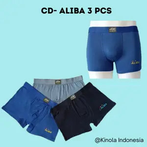 Paket Hemat 3 PCS Boxer Aliba pria, cowok, laki laki,Murah, Celana Dalam Pria Dewasa , pendek warna random Katun Hitam