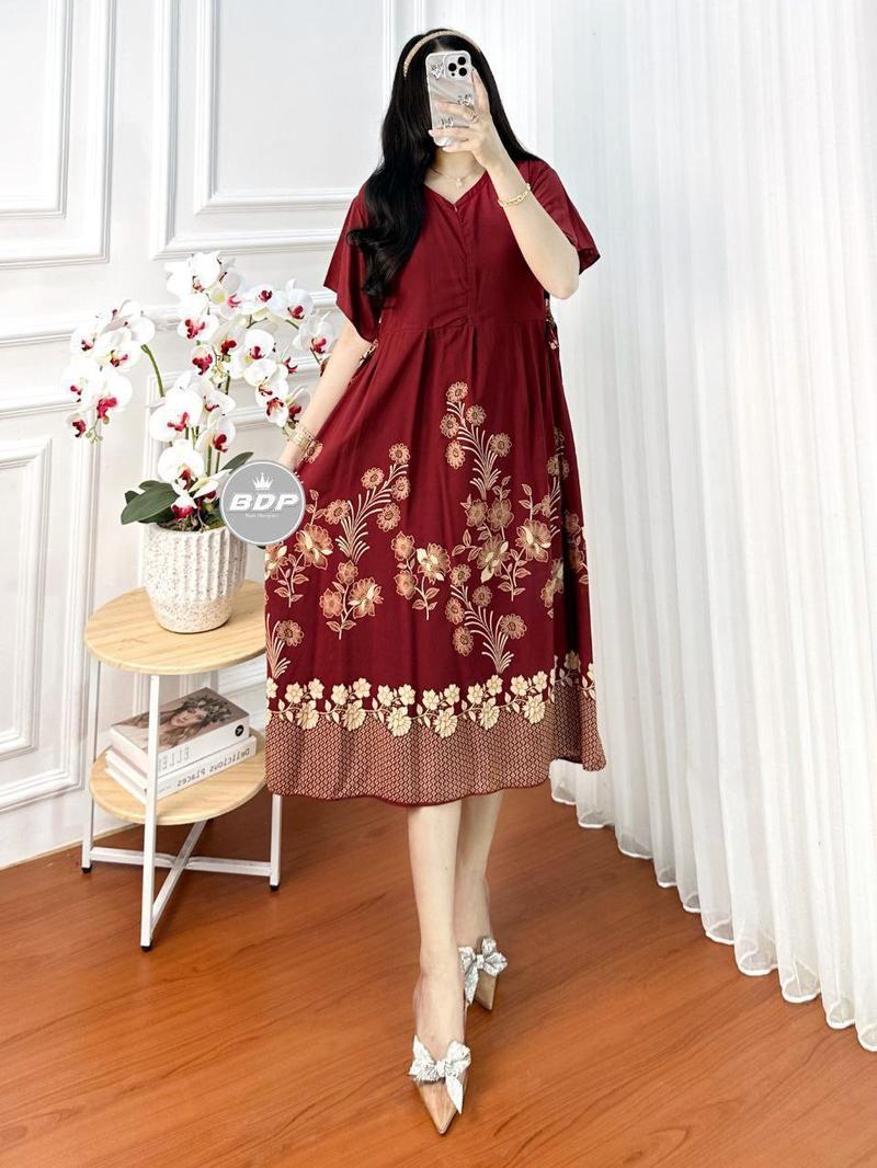Product Introduction of Daster Chibi Luna Rayon Premium Grade A Tebal halus adem murah busui resleting bumil dress homedress Wanita Midi Motif Kimono Pendek Tidur Panjang tali samping 11