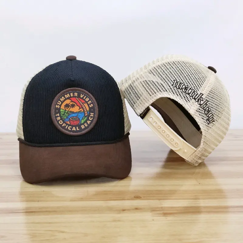 Topi Trucker Wankbay summer vibes Corduroy Dewasa Snapback 3