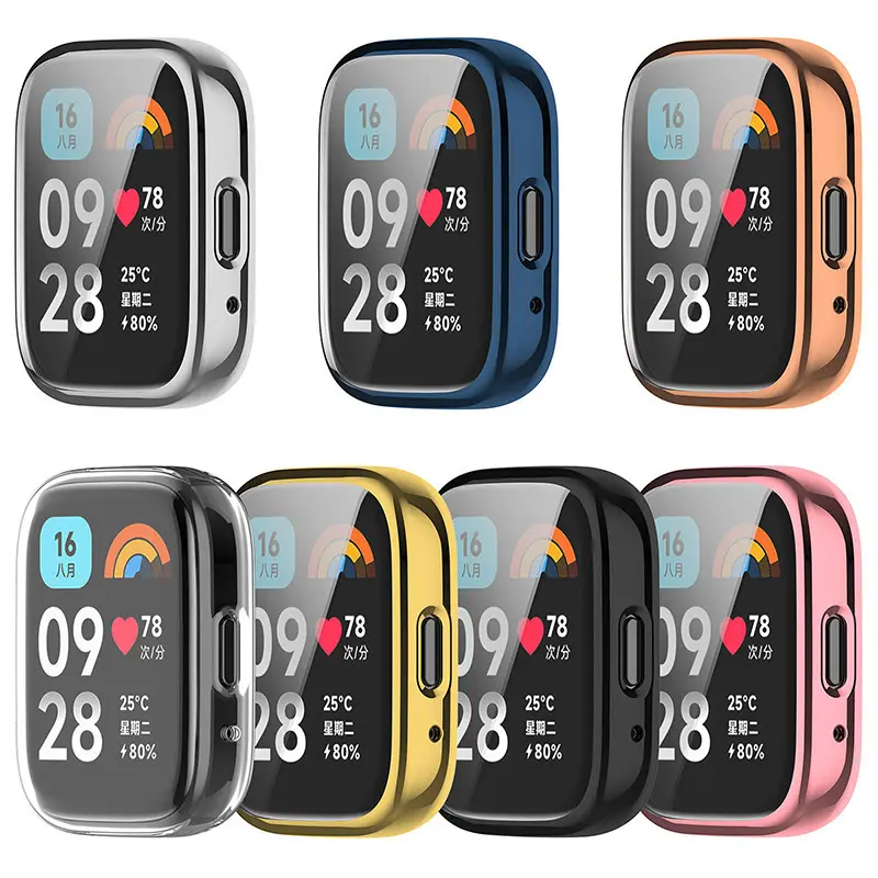 TPU Bumper Case with Film for Redmi Watch 3 ACTIVE / Redmi Watch 3 Lite Screen Protector Cover Khusus Xiaomi Redmi Watch 3 Active Bahan Pelindung Jam Smartwatch Accessories  Hitam 6